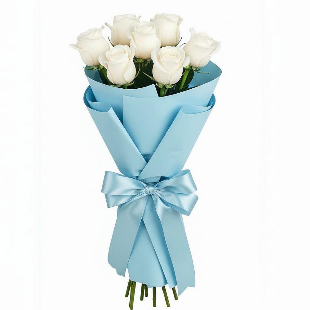Букет 7 белых роз Проуд в Журавском