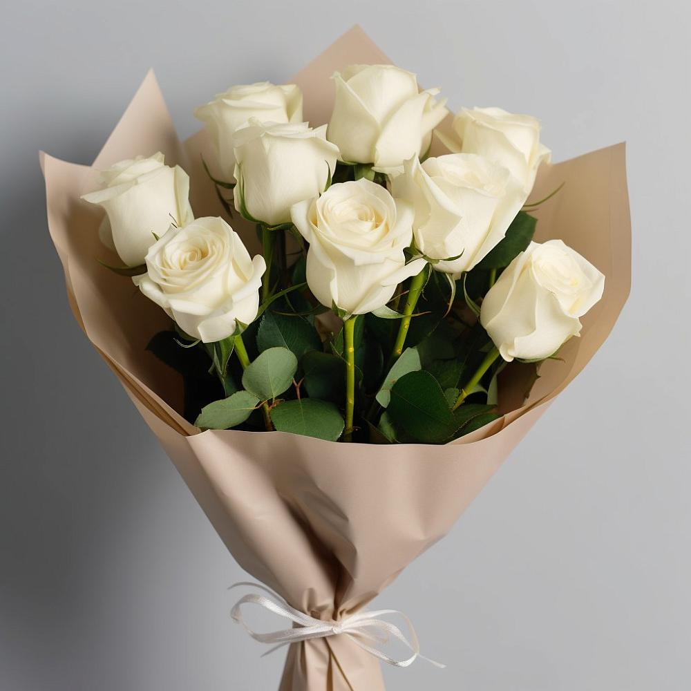 Букет 9 Белых роз Эдлесс Лав в Журавском