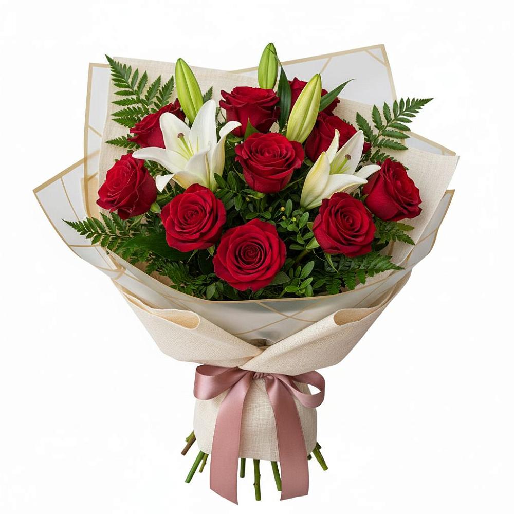 Букет цветов из: Лилии и Розы в Журавском