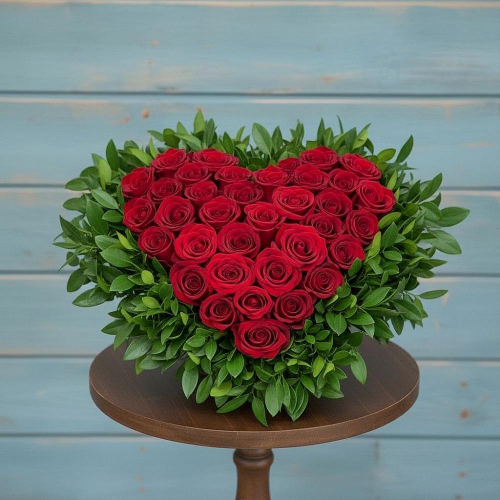 Цветочная композиция из Розы в виде сердца в Журавском