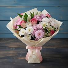 Букет цветов из:  Хризантемы, Альстромерии и Розы #REPLACE_PRED# Журавском