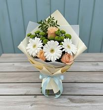 Букет цветов из:  Герберы, Розы и Хризантемы в Журавском